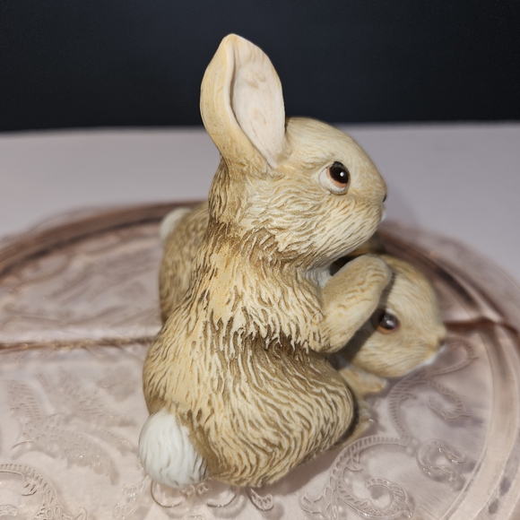 Vintage Homco Bunnies Rabbits Light Brown Porcelain Figurine Retired #1455 - Picture 3 of 7